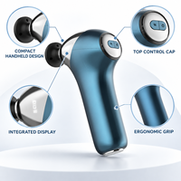Pistolet de massage chauffant bleu portable avec 6 vitesses, 4 têtes, 3 niveaux de chaleur et indicateur LED pour la récupération sportive et la remise en forme