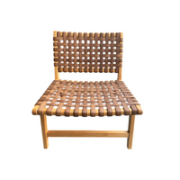 Chaise longue moderne en bois massif pour extérieur, rotin en corde pour patio d'hôtel tissé pour la relaxation dans le salon