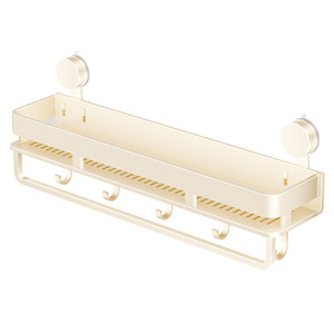 Organizador de Cosméticos de Pared para Baño, de Metal, Ecológico, Color <span class=keywords><strong>Blanco</strong></span> Leche, Sin Perforaciones, Montado en la Esquina - Product Image 1
