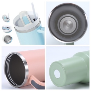 Mug de voyage isotherme personnalisé avec logo, 40 oz, gobelet en acier inoxydable à double paroi avec poignée, compatible avec la plupart des <span class=keywords><strong>porte</strong></span>-gobelets de voiture - Product Image 2