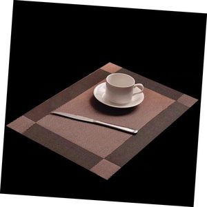 4 or 6 Pcs Per Pack Dinning <b>Table</b> Tableware <b>Place</b> <b>Mats</b> Oil-proof Heat Resistant Wipeable Waterproof Vinyl Woven PVC Placemat - Product Image 4