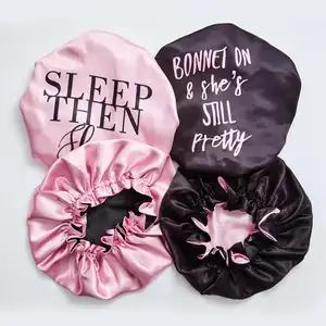 Bonnet en soie le plus vendu avec logo personnalisé Bonnets de sommeil en satin de cheveux réversibles