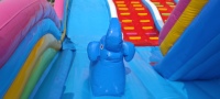 Structure gonflable commerciale à thème animaux avec toboggan, en PVC, capacité maximale 500 kg, pour location en parcs et fêtes foraines