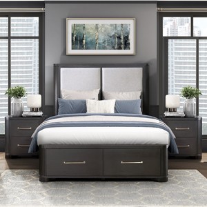 Modern Style Nightstand 2 <b>Drawer</b> Charcoal Finish Elegant Bedside Table - Product Image 4
