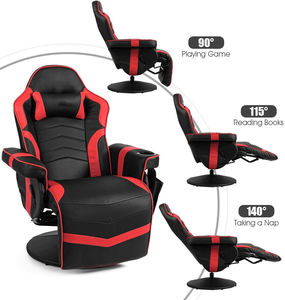 Silla de Computadora Ajustable de Cuero PU Negro Personalizada al por Mayor, Silla Gamer con Masaje Reclinable para Juegos de PC - Product Image 5