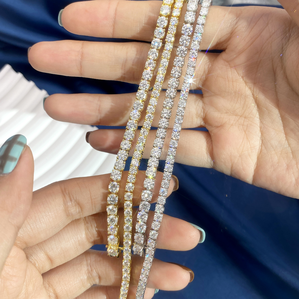 4.3グラム 10K VVS 2連テニスブレスレットMOISSANITE 楽天市場】モアサナイト 2mm テニスブレスレット 925Silver