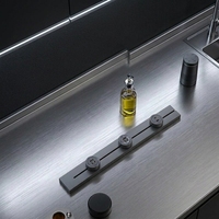 Schienenstromsteckdose Schwarz 80cm Gleitschiene 8 Aluminiumlegierung 8000W für Küchensideboard Heimgebrauch Arbeitsplatte Möbel