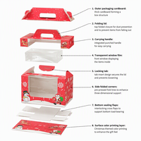 Boîte à gâteau personnalisée, motif bonhomme de neige de Noël, emballage en papier kraft, ensemble de boîtes à gâteau, dessert sec avec fenêtre transparente pour gâteau, biscuits, bonbons