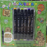 Cahier de dessin animé à couverture rigide Capybara mignon livre de coloriage avec des couleurs vives avec des marqueurs