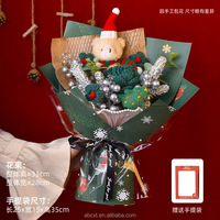 Bouquet de fleurs de Noël en crochet fait main avec ours en peluche mignon en fil, cadeau de vacances, vente en gros