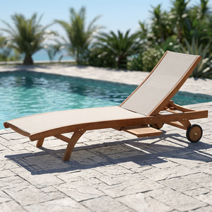 Horison Best Seller Sun Lounger Teak Modern <b>Pool</b> <b>Garden</b> Chair Solid Wood Contemporary Durable Non-Filling Non-Foldable Beach - Product Image 3