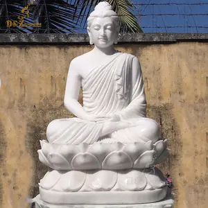 야외 정원 조각 행복 큰 생활 크기 돌 흰색 대리석 앉아 부처님 동상 판매