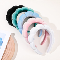 Bandeau en velours pour femme avec éponge intégrée pour le maquillage, les soins du visage et la douche