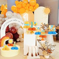Décorations pour le 1er anniversaire du soleil, centres de table en nid d'abeille « One Happy Boy », fournitures de fête pour le 1er anniversaire et la fête prénatale sur le thème du soleil bohème rétro