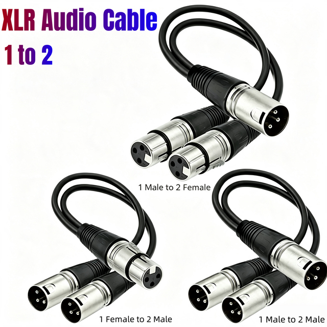 XLR Y Splitter Cable 0.3M 3Pin,1 Male to 2 Female /1 Female to 2 Male /1 Male to 2 Male Balanced Mic Cord XLR Audio Adapter