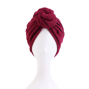Bandeau pour femmes, turban noué uni, bonnet doux pré-noué, bandeaux plissés - Product Image 5