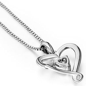 Nouveau collier de mode européenne et américaine, amour maternel, avec zircon en laiton, cœur plaqué argent, chaîne à maillons, <span class=keywords><strong>cadeau</strong></span> élégant pour <span class=keywords><strong>maman</strong></span> - Product Image 4