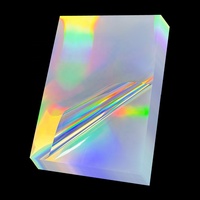 Film adhésif statique holographique personnalisé en PET pour vente en gros, autocollant de fenêtre arc-en-ciel en vrac, activé par l'eau, en silicone simple