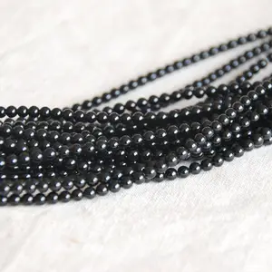 3mm round black agate 3mm semi precious beads