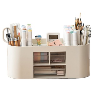 Rangement de bureau fournitures de bureau simples multifonctionnelles boîte de rangement porte-stylo en plastique de grande capacité - Product Image 1