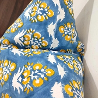 Housse de coussin en coton 100% à imprimé floral bleu moutarde, style bohème, pour canapé, chambre, décoration intérieure, vente en gros