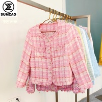Blazer tweed wanita bekas, pakaian musim dingin thrift, bal tweed bekas, pakaian bekas, jaket tweed vintage