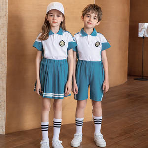 Tenues de maternelle et uniformes d'école primaire de la marque anglaise JM, Nouveautés <span class=keywords><strong>été</strong></span> <span class=keywords><strong>2022</strong></span>, 100% coton, sport, logo personnalisé, pour enfants - Product Image 6