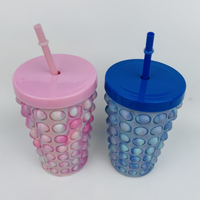 Gobelet à paille en PP à double paroi 401-500 ml, incassable, avec bulles en silicone anti-stress, luxe léger, portable pour les fêtes