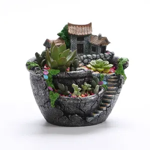 Bonsai Green Plants Resin Pot with A Hole For Succulent Herb Flower Planter Resin Pots Succulent Plant