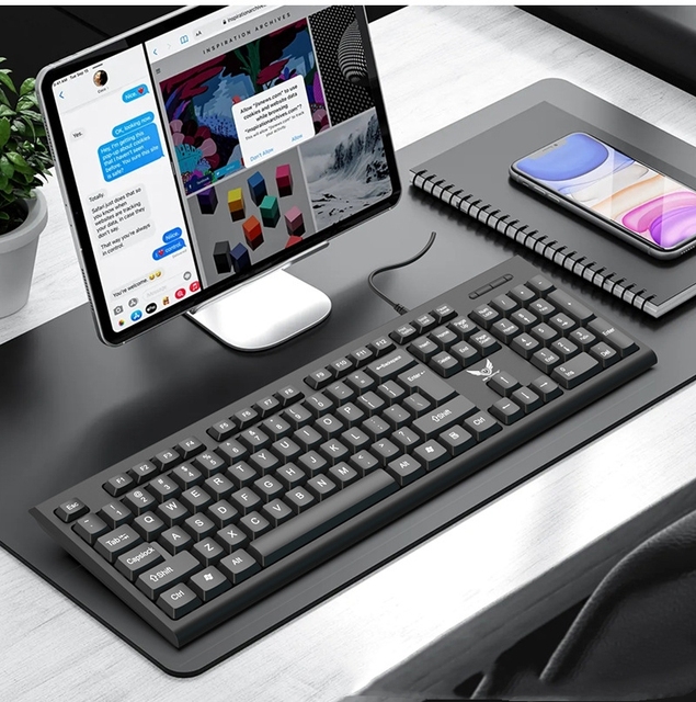 English Arabic Wired Keyboard for Business Office Home Thin USB Desktop Computer Accessories Keyboard