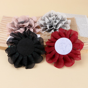 Fleurs en mousseline de soie 12 cm, accessoires pour cheveux faits à la main, pour la décoration de vêtements, chaussures, sacs et autres projets DIY - Product Image 4