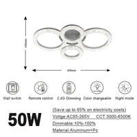 Lustre moderne minimaliste en acrylique avec télécommande, lampe de plafond à intensité variable, éclairage LED moderne pour salon et chambre à coucher