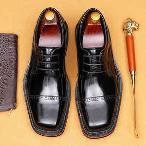 Men's Oxford <b>Dress</b> Wedding Shoes Walking Style Waterproof Arch Support Lace-Up Closure Leather Upper All Seasons Office Career - Product Image 6