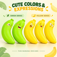Jouets en PU souple en forme de banane mignons en gros, jouets anti-stress à presser avec des visages amusants