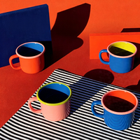 Vente en gros de tasses à café en émail personnalisées de 300 ml, cadeau d'entreprise de luxe, tasse à boire en émail colorée