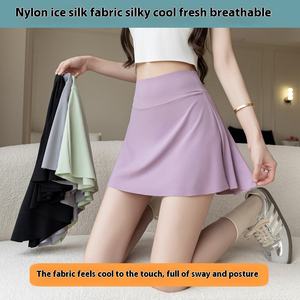 Jupe plissée taille haute en soie glacée pour femme, style estival respirant - Product Image 3