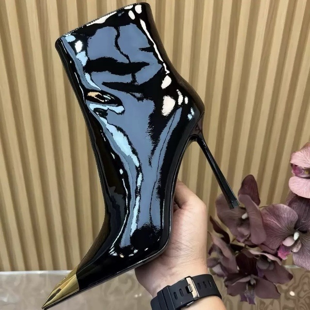 7CM/9CM Glossy/Matte Botas De Damas Altas 2025 Ankle Thin Heel Western Boots for Women