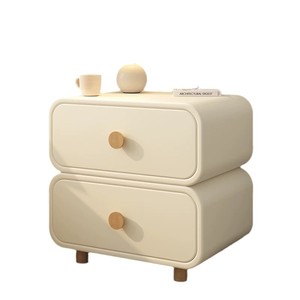 Cream Colored <b>Bedside</b> Table Solid Wood 2 Drawer Storage Nightstand For Bedroom Adult Use - Product Image 5