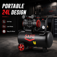 Compresseur d'air industriel silencieux SAFE sans huile, mini, portable, 220V, 8 bars, 24L, grande tête, pour atelier et outils pneumatiques