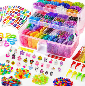 Lot de mini-élastiques colorés DIY pour tressage, motif arc-en-ciel, en boîte, vente en gros - Product Image 5