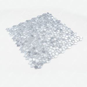 Factory Customized Multi-level Pentagon Gravity Aluminium Silver Metal <b>Mosaic</b> Tile for Home Decor - Product Image 2