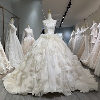 Robe de mariée de bal en organza à volants SH3811, bustier, avec rosettes et motifs floraux 3D, traîne cathédrale, grandes tailles, sur mesure, vente en gros