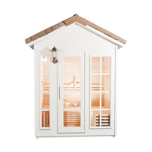 Sauna Exterior Blanca para 4 Personas, de Cedro Rojo Sólido, Moderna y Tradicional, con Ventana Transparente, Capacidad de 6KW - Product Image 2