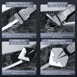 3-in-1Stainless Steel Caulking Tool Sealant Finisher <b>Grout</b> Remover for Bathroom/Kitchen/Window, Caulk Scraper Angle Glue <b>Cleaner</b> - Product Image 6