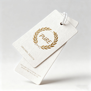 Nova Chegada Alta Qualidade Eco-Friendly Personalizado Dupla-Camada Carimbo De Ouro Papel Pendurar Tags Baixo Preço Design De Moda Vestuário Sapatos - Product Image 3
