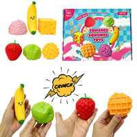 Jouets anti-stress promotionnels en gros, prêts à l'emploi, à presser, aux textures croquantes, saveurs fraise, chou, gaufre, fromage, banane, beurre