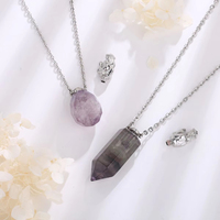 Pendentif de bouteille de parfum en pierre de cristal naturel pierres de guérison bijoux diffuseur d'huile essentielle collier pendentif de bouteille de cristal gemme