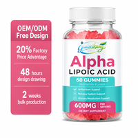Gummies d'acide alpha-lipoïque en gros pour la santé cérébrale, antioxydant, favorisant la vitalité de la peau, suppléments à base de plantes