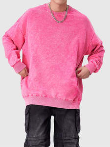 H5483 Streetwear Style Wholesale Custom 350 Gsm 100% Cotton Vintage Washed Sweatshirts Men Crewneck Sweatshirts - Product Image 5