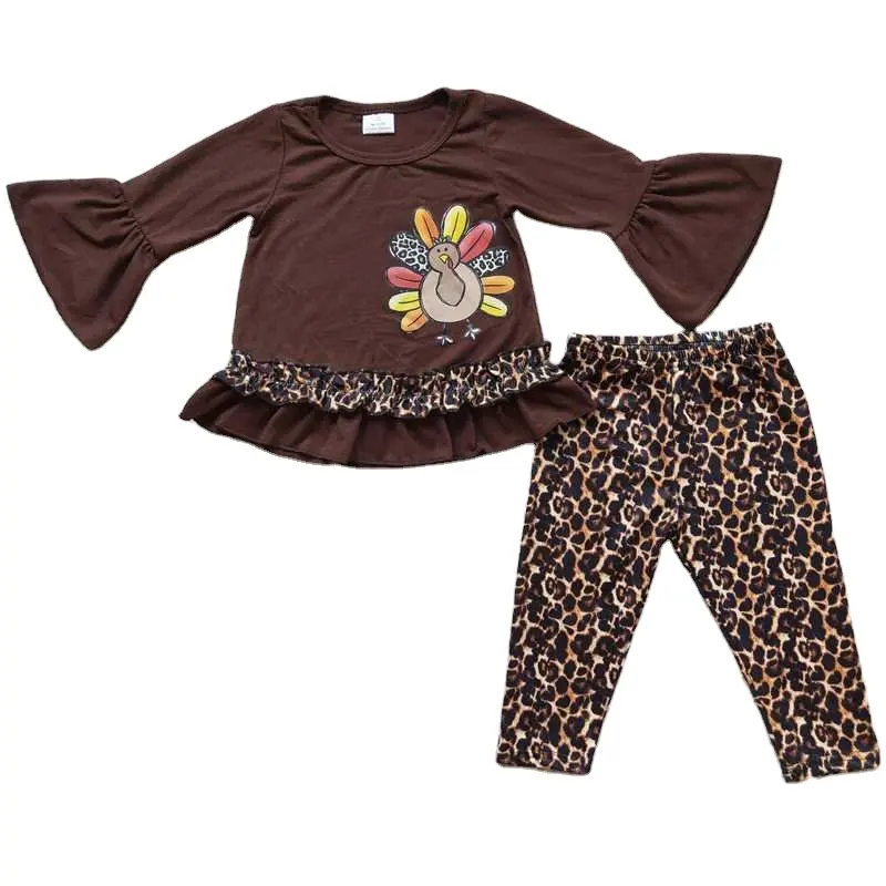 Herfst Thanksgiving Fall Winter Baby Meisjes Turkije Bruin Outfits Kids Kleding Groothandel Kinderen Boutique Kleding